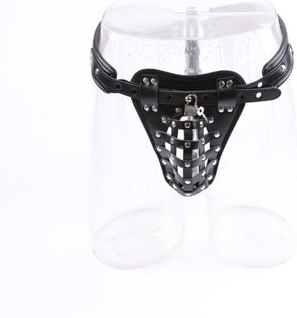 Herren Keuschheitsgürtel Peniskäfig Leder String Bondage SM