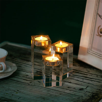 Hochwertige Kristallglas Kerzenständer Set für Romantisches Abendessen