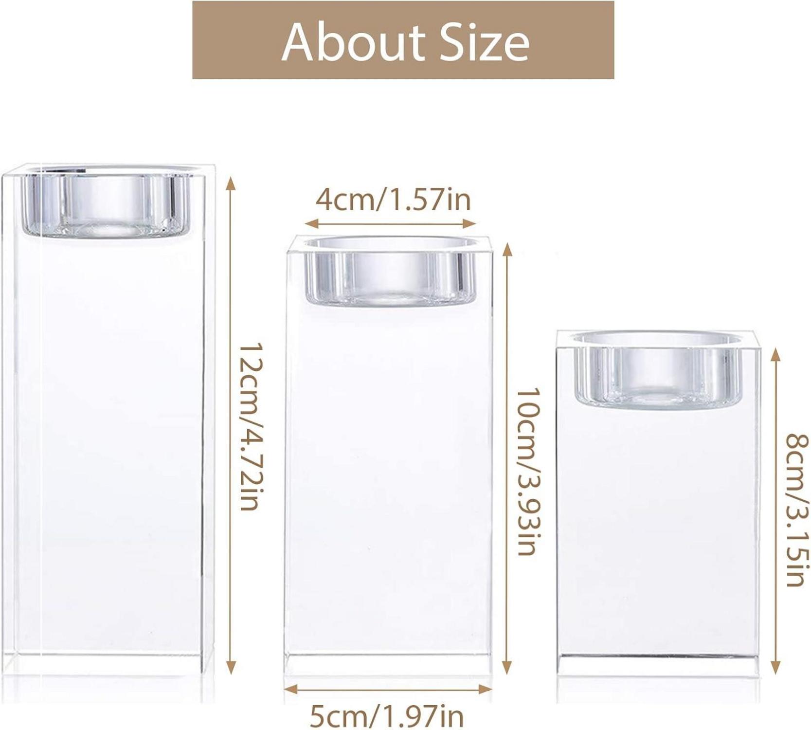 Hochwertige Kristallglas Kerzenständer Set 3-teilig für romantisches Abendessen