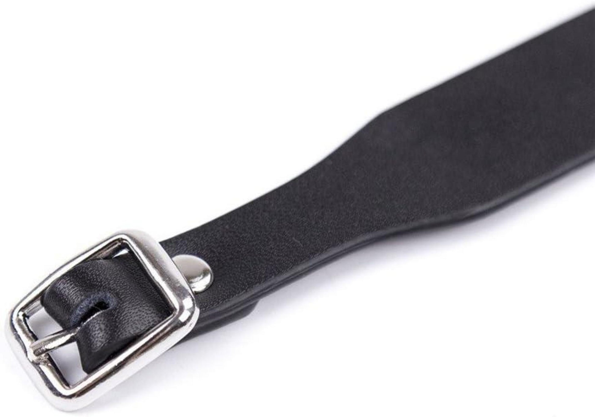 Verstellbares Schwarz SM Bondage Halsband mit Glocke & Ring