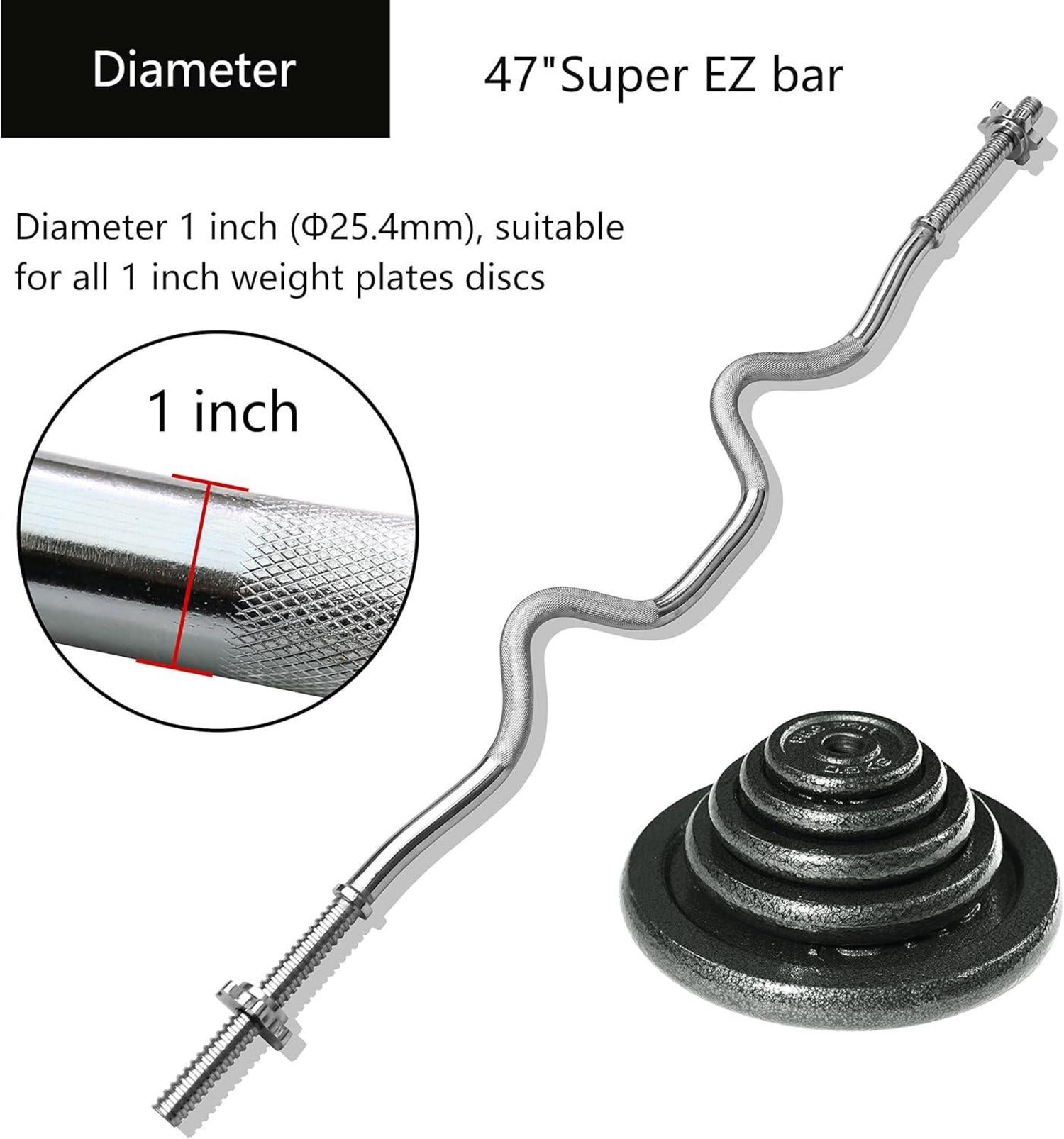 SZ Curlstange 120cm Ø 25mm verchromt gerändelt mit Sternverschlüssen