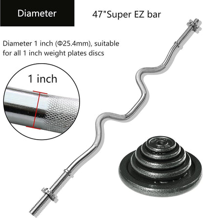 SZ Curlstange 120cm Ø 25mm verchromt gerändelt mit Sternverschlüssen