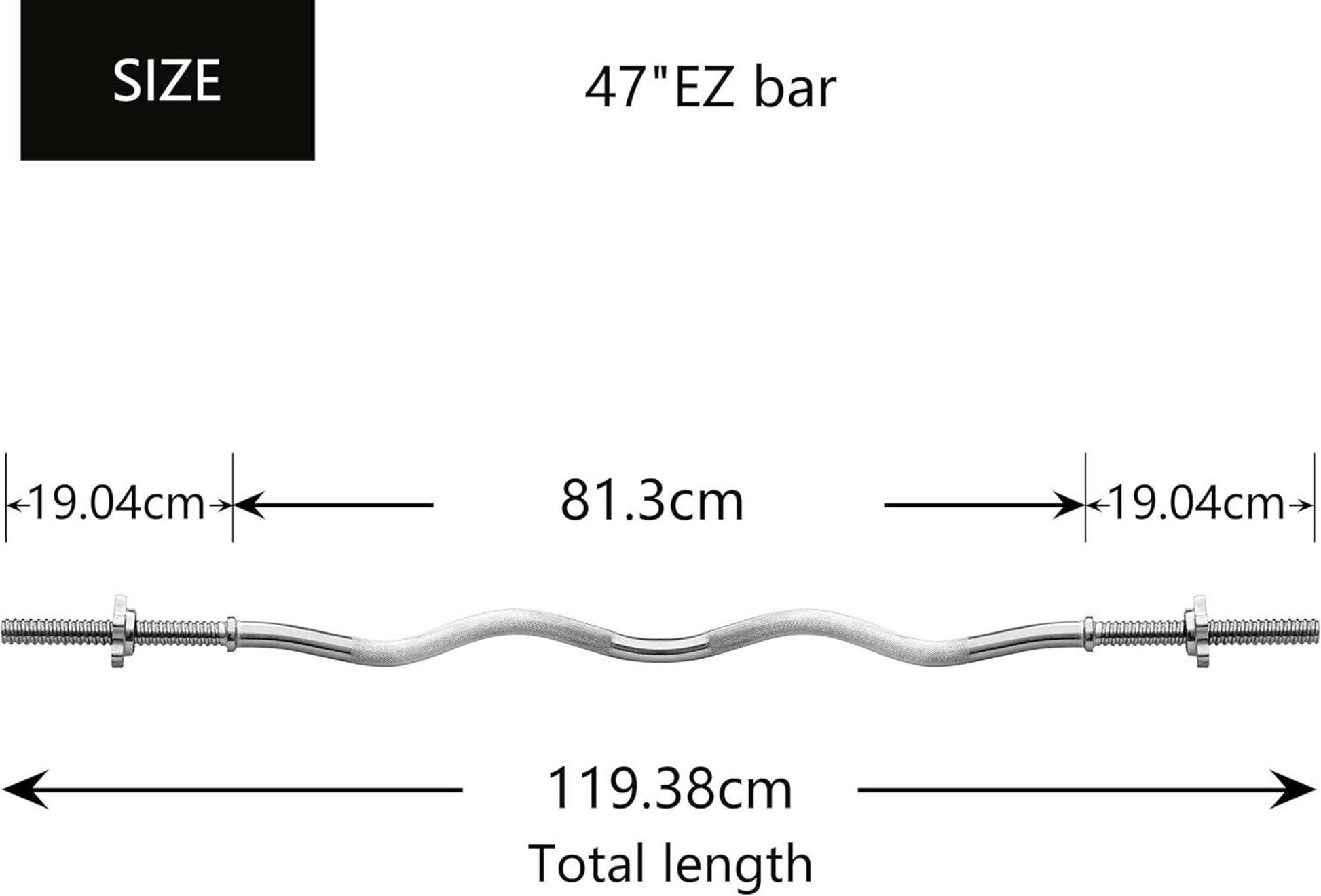 SZ Curlstange 120cm verchromt gerändelt mit
