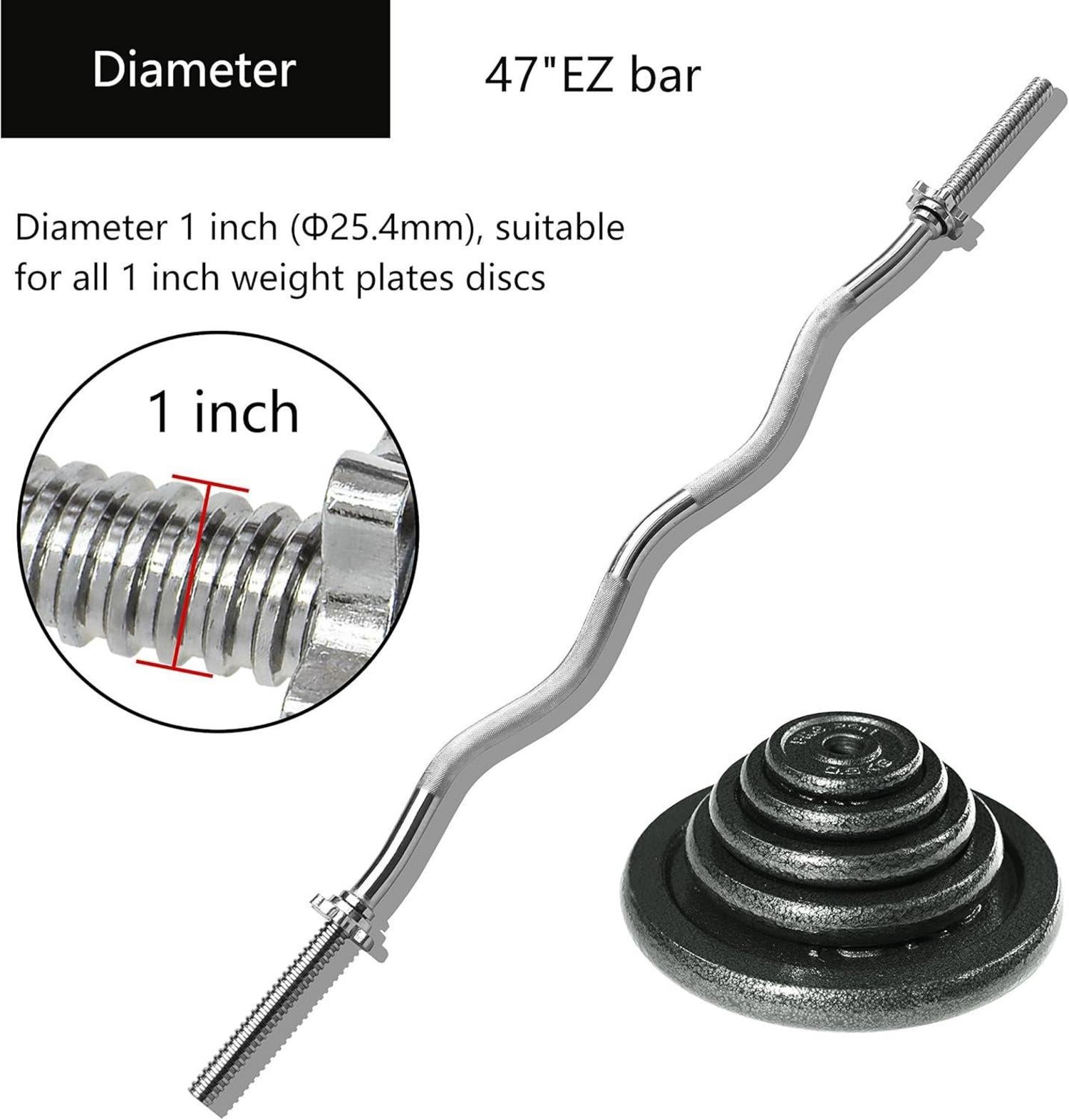 Curlstange 120cm Ø 25mm verchromt gerändelt mit Sternverschlüssen