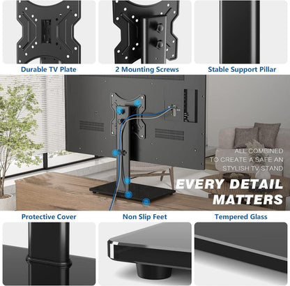 TV Ständer Höhenverstellbar für 23-43 Zoll Fernseher bis 30 KG - TV Fuß Schwenkbar VESA 200x200
