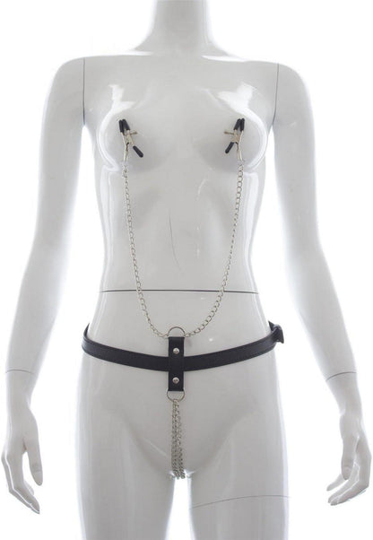 Verstellbares Bondage-Harness Set mit Nippelklemmen