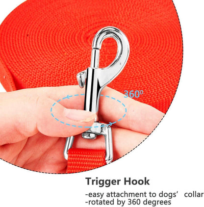 Schleppleine Nylon Hundeleine Trainingsleine D-Karabiner Griffpolster 15m Rot