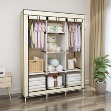 UDEAR Tragbarer Kleiderschrank Vliesstoff Schiebetüren Beige