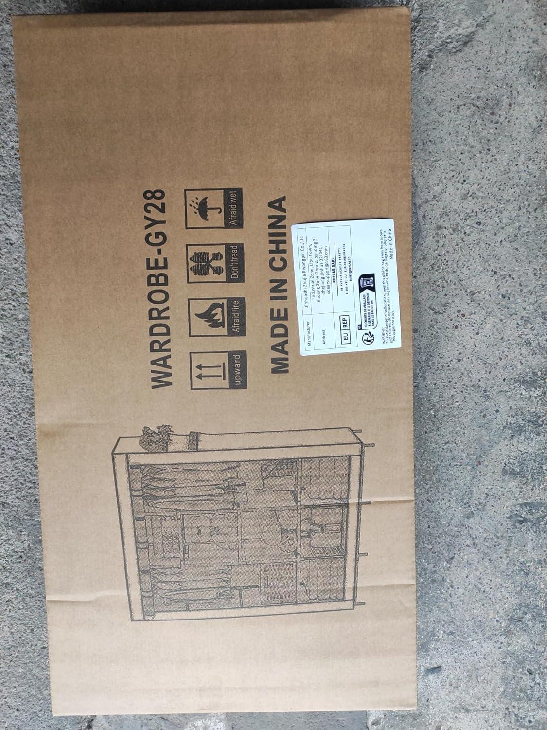 UDEAR Tragbarer Kleiderschrank Vliesstoff Schiebetüren Beige