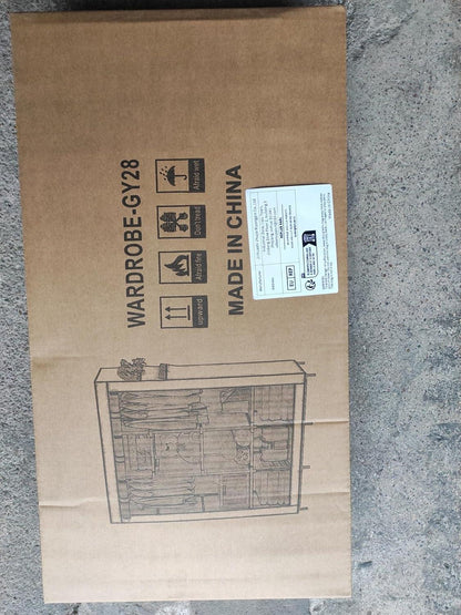 UDEAR Tragbarer Kleiderschrank Vliesstoff Schiebetüren Beige