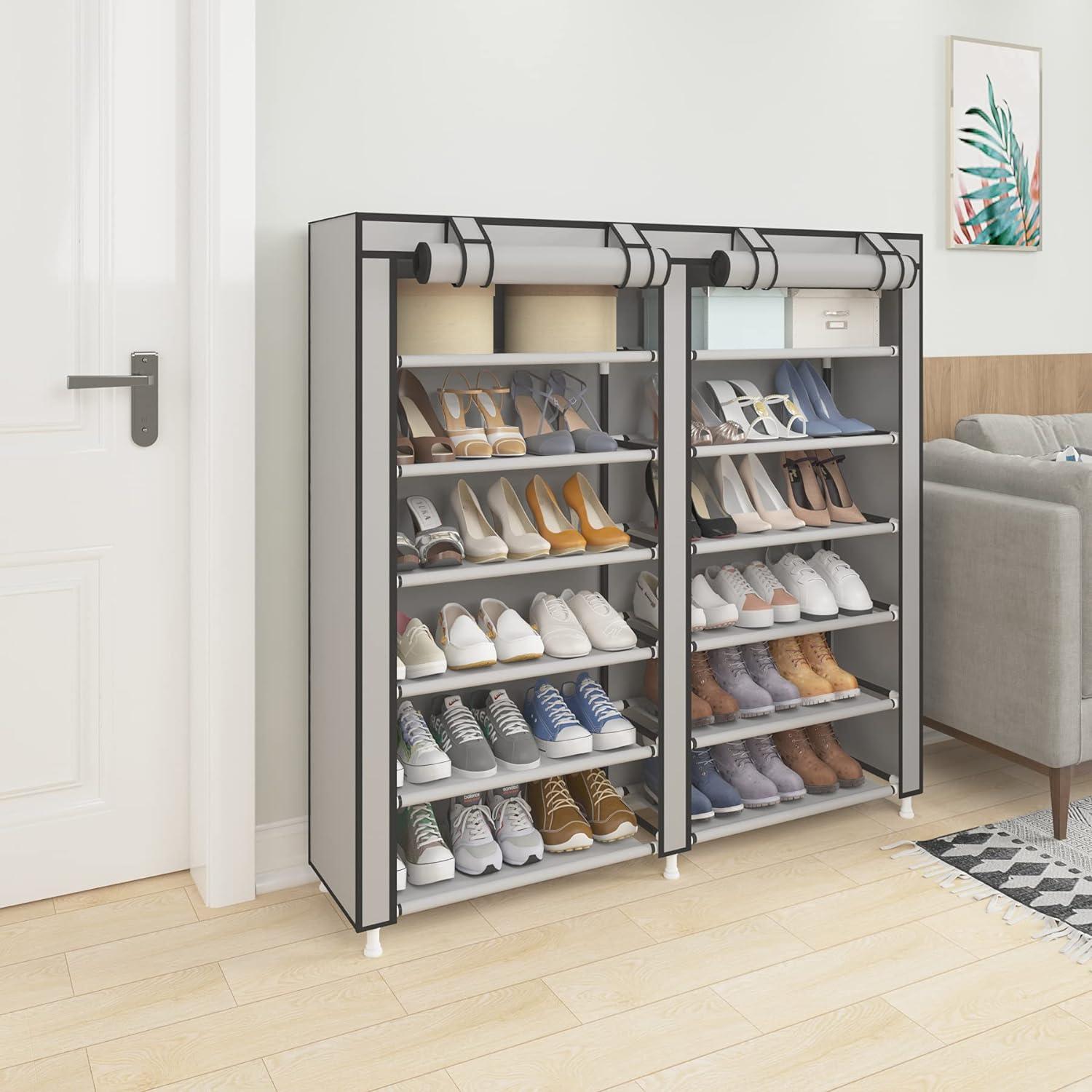 UDEAR Staubdichtes Schuhablage Regal für 36 Paar Schuhe Grau