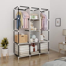 Kleiderschrank Stoff Schwarz Extra Boden Platz Eco-Friendly