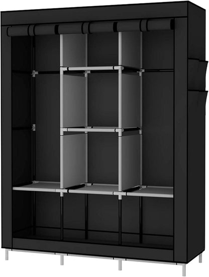 UDEAR Kleiderschrank Stoff Faltschrank Schwarz Wardrobe mit extra Boden Platz