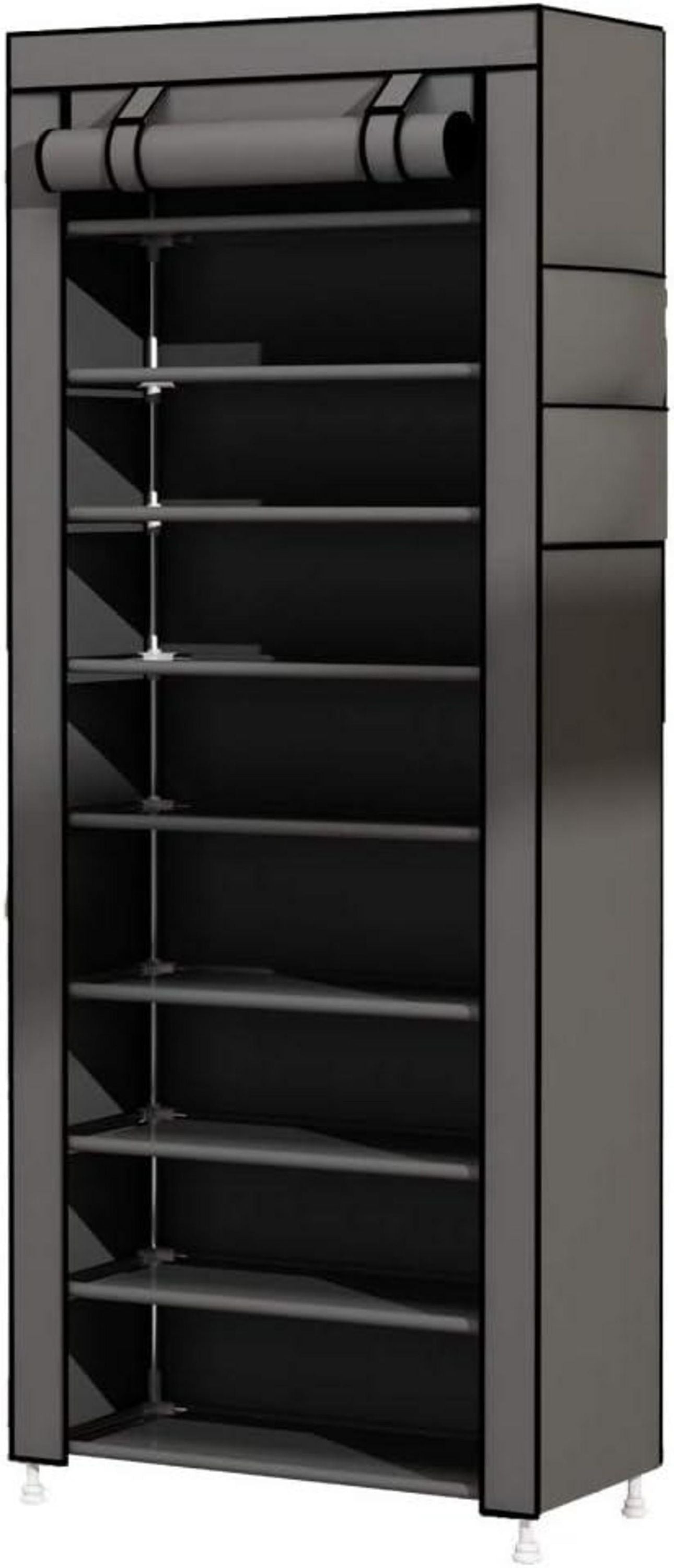 10-Tier Schuhschrank für 27 Paar Schuhe Grau mit Stoffhülle
