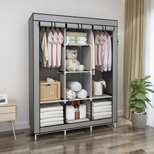 UDEAR Kleiderschrank Stoffschrank Grau Extra Boden Platz