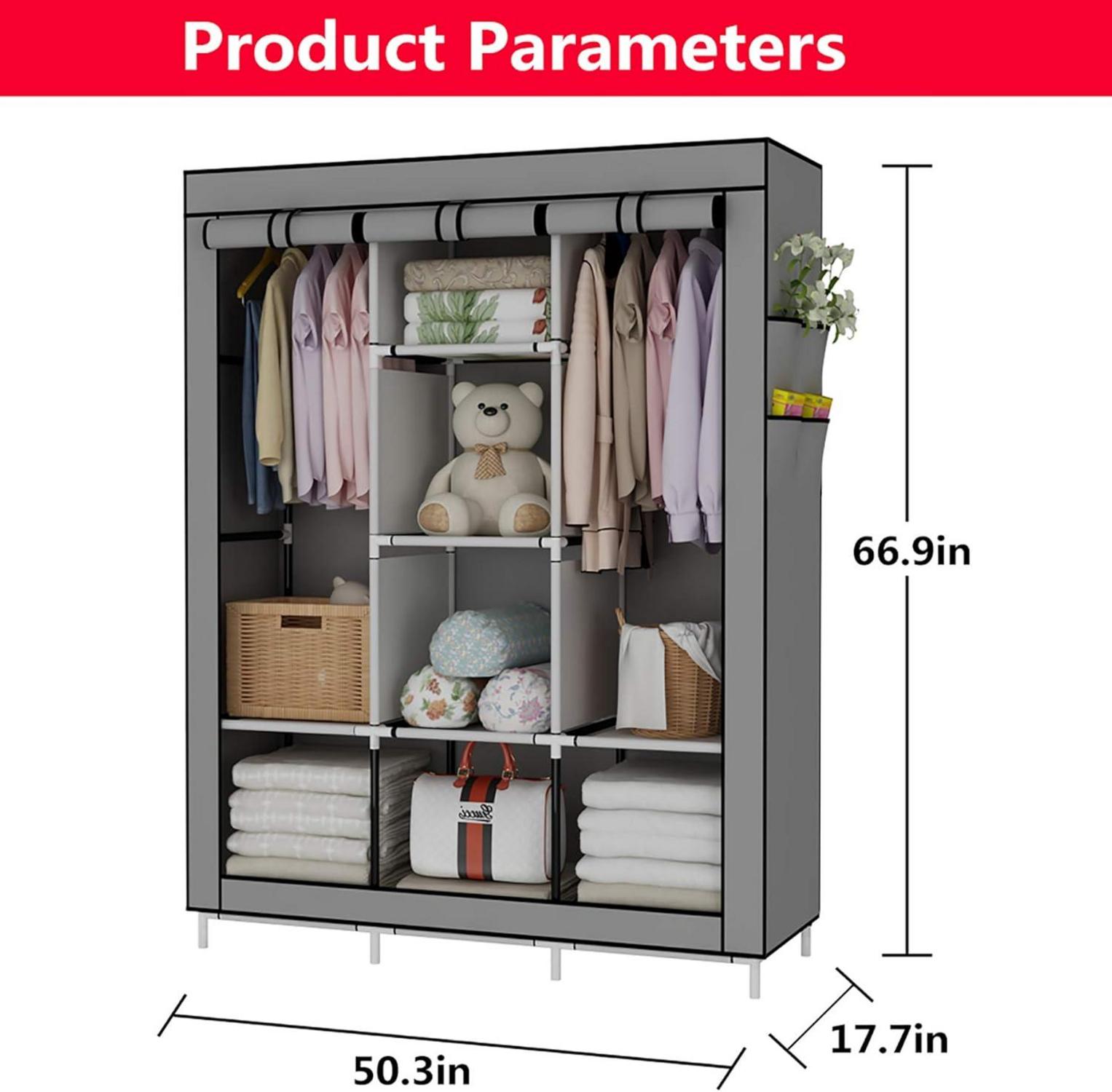 Kleiderschrank Stoff Faltschrank Bedroom Wardrobes Grau