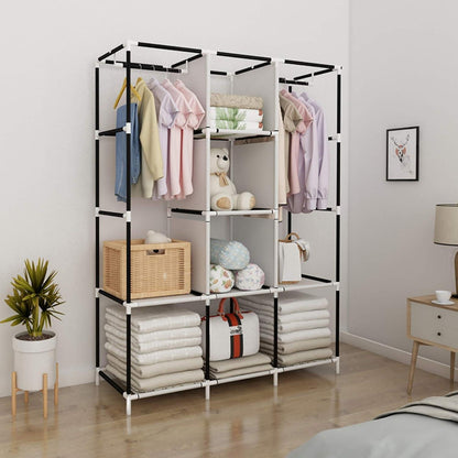 Kleiderschrank aus Stoff Grau Stoffschrank Faltschrank mit Stauraum
