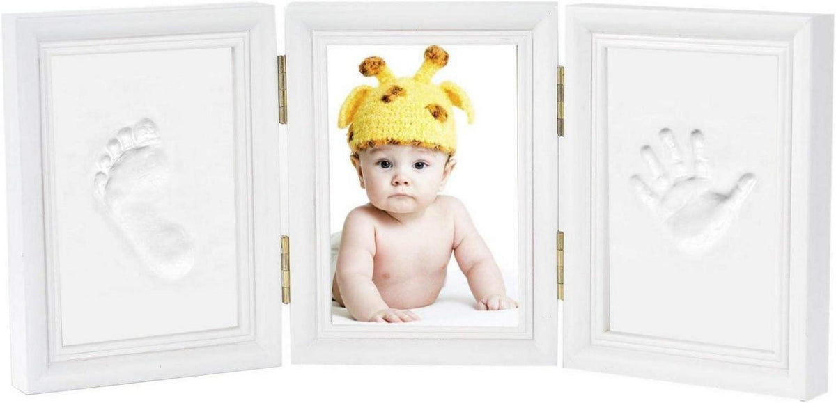 Gipsabdruck Baby Hand Fuß Bilderrahmen DIY Set Weiß 3-teilig