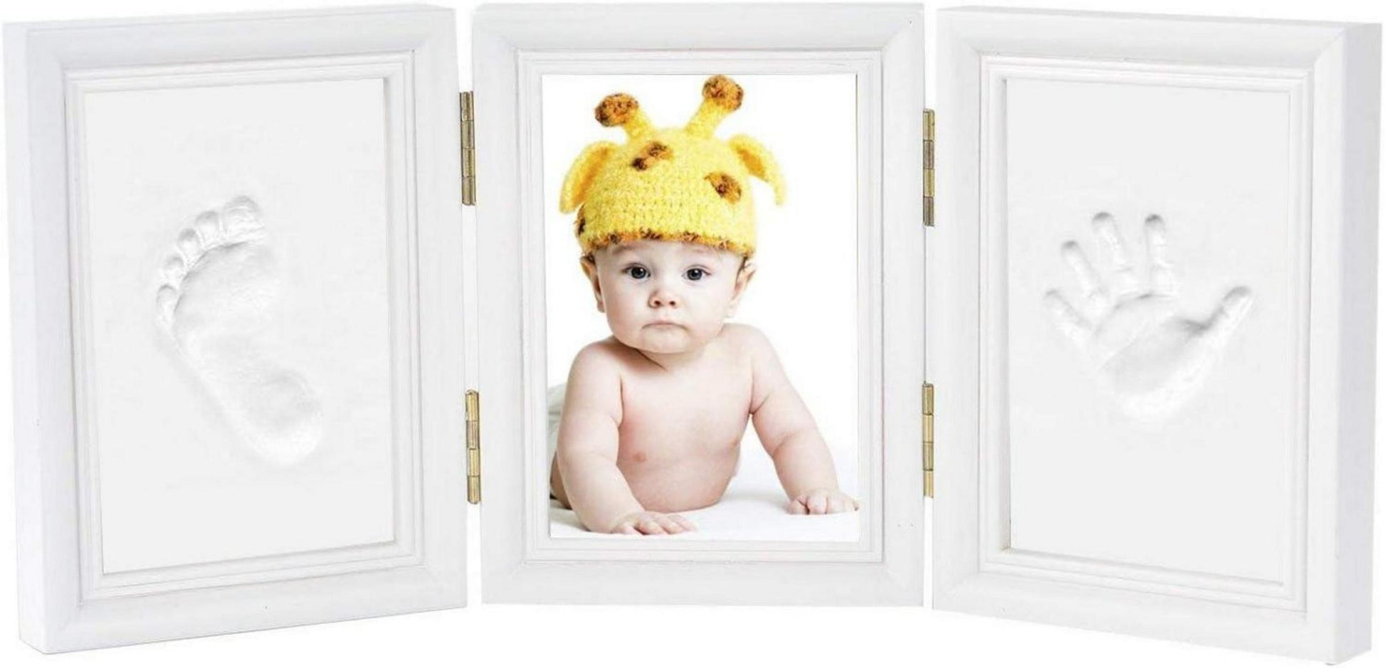 Gipsabdruck Baby Hand Fuß Bilderrahmen DIY Set Weiß 3-teilig