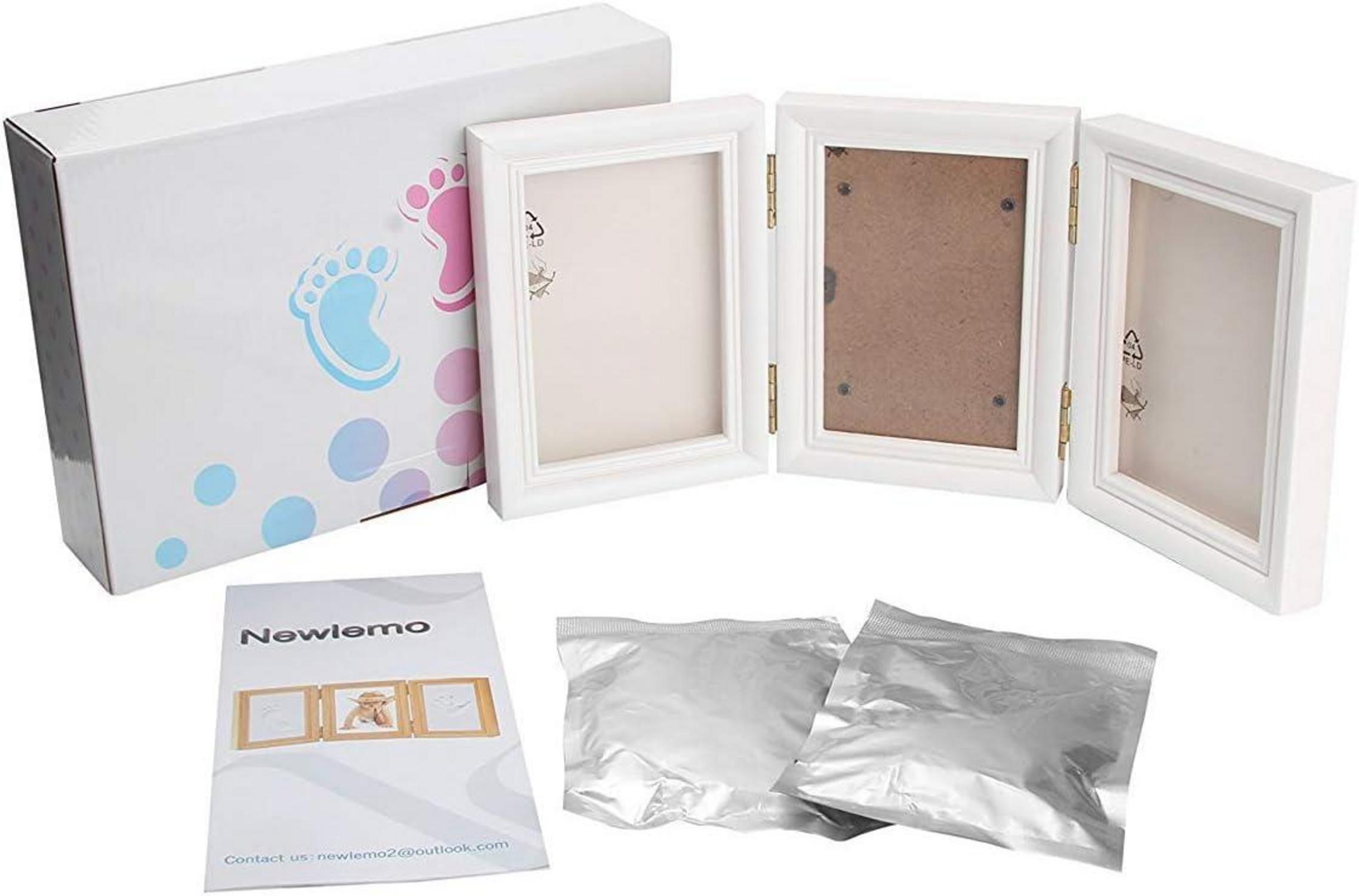 Gipsabdruck Baby Hand Fuß Set Bilderrahmen Weiß 3-teilig