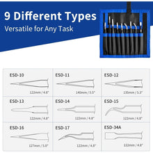 9-teiliges XOOL ESD Edelstahl Pinzetten Set für