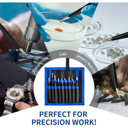 9-teiliges XOOL ESD Edelstahl Pinzetten Set für