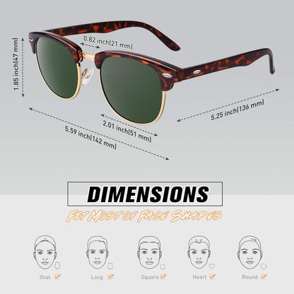 Sonnenbrille Retro Vintage Halbrahmen Polarisiert UV400 Schutz