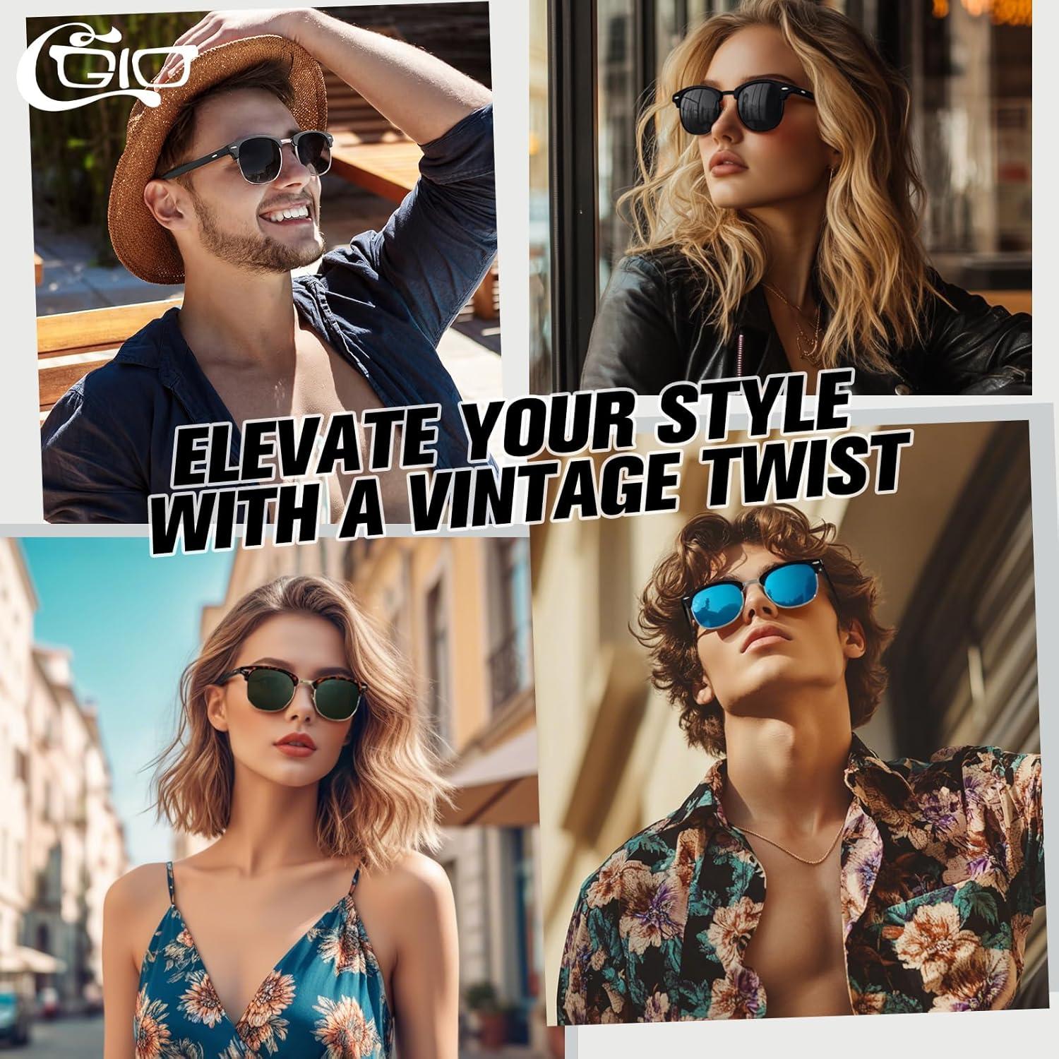 CGID Retro Vintage Sonnenbrille Polarisiert UV400 Halbrahmen