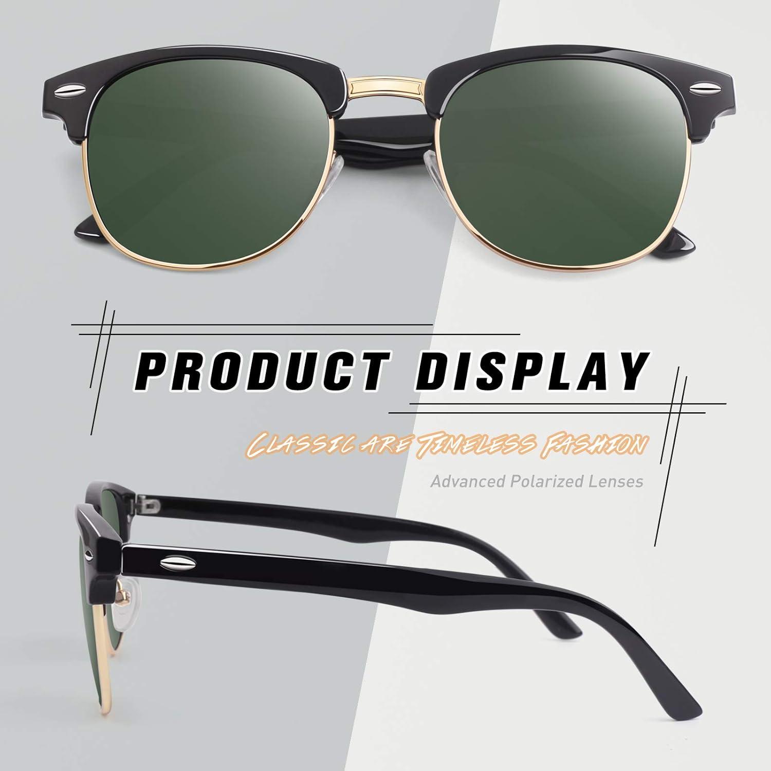 CGID Retro Vintage Sonnenbrille Polarisiert UV400 Halbrahmen Schutz