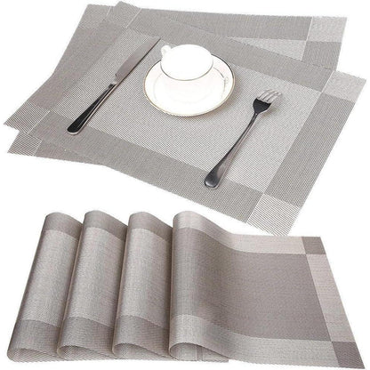 6er Set Platzsets Grau 30x45cm PVC Abwaschbar Hitzebeständig