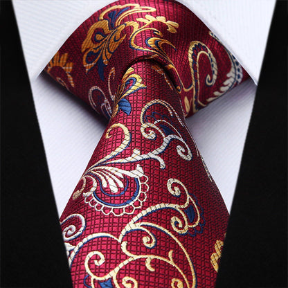 Krawatten-Set Seide Paisley Blumen Burgund