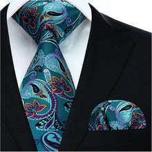 Paisley Krawatten Set Aqua Lila Hochzeit Schmal Floral