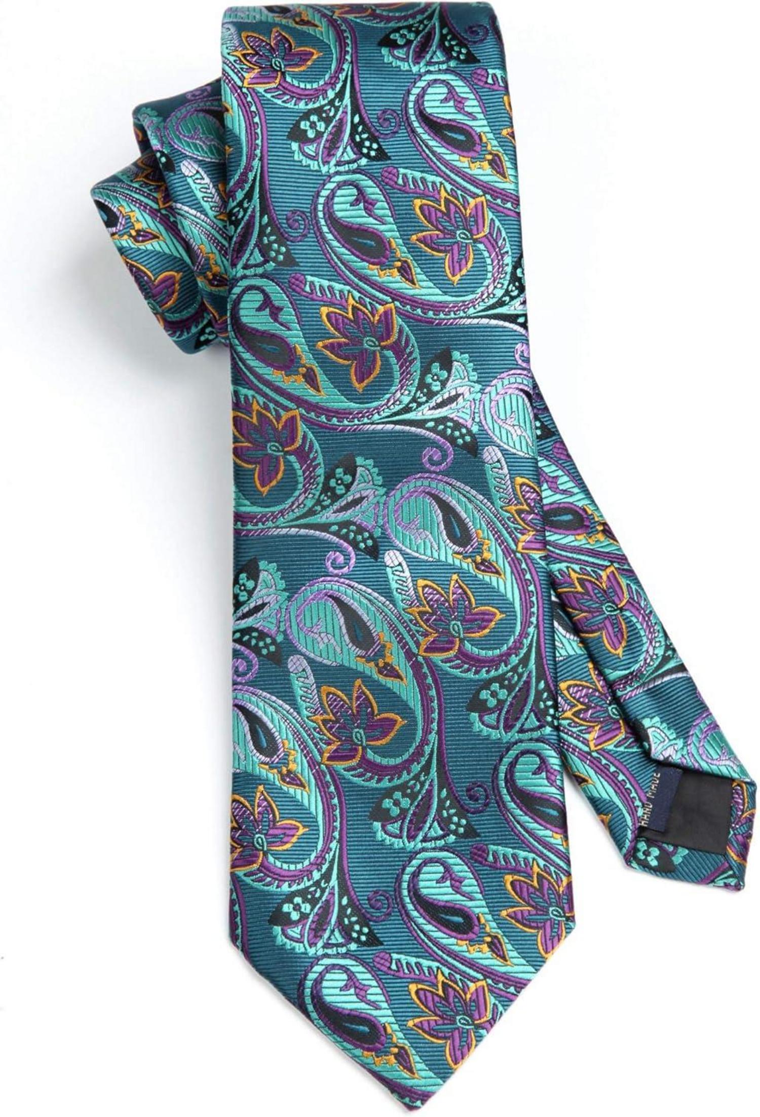 Paisley Krawatten Set Aqua Lila Hochzeit Schmal Floral