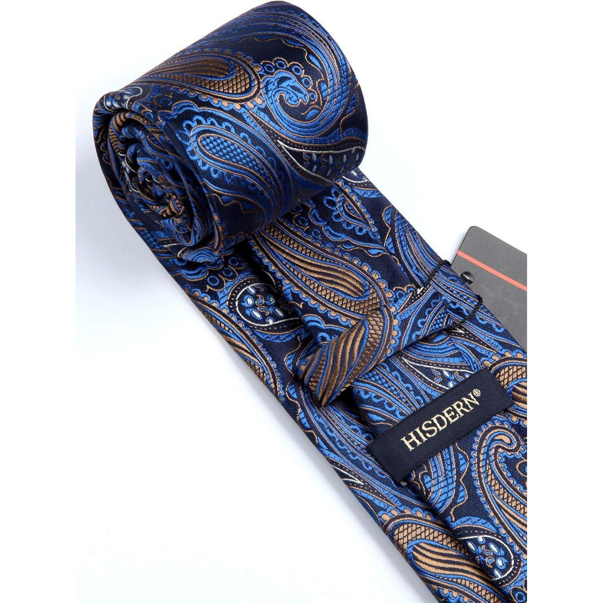 Krawatten-Set Herren Paisley Blau & Braun mit Einstecktuch