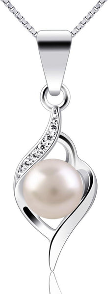 Perlenkette 925er Silber Zirkonia Damen Halskette 45CM