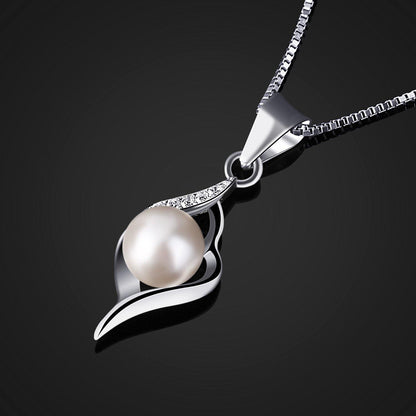 Perlenkette 925er Silber Zirkonia Damen Halskette 45CM