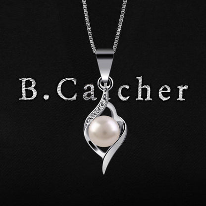 B.Catcher Perlenkette 925 Silber Damen Halskette Zuchtperlen 45CM