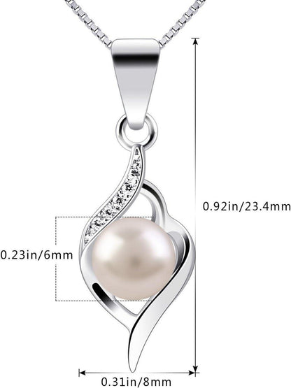 Perlenkette Damen 925 Silber Süßwasser Zuchtperlen Anhänger 45CM