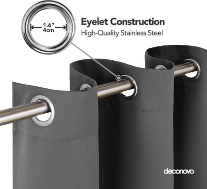 Deconovo Verdunkelungsvorhang Ösen Vorhang 214x132cm Hellgrau