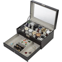 XL Uhrenbox 12 Uhren 2 Schichten PU-Leder