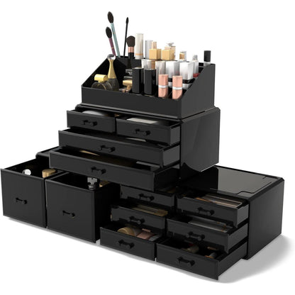 XXL Makeup Organizer Schwarz 4 Lagen Große Kapazität