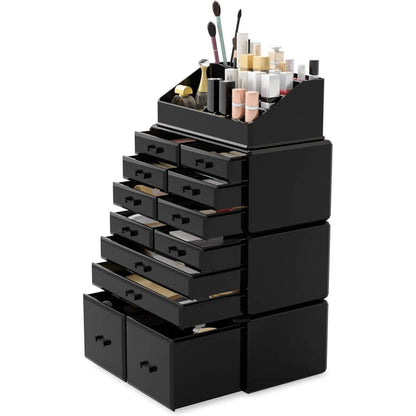 XXL Makeup Organizer Schwarz 4 Lagen Große Kapazität