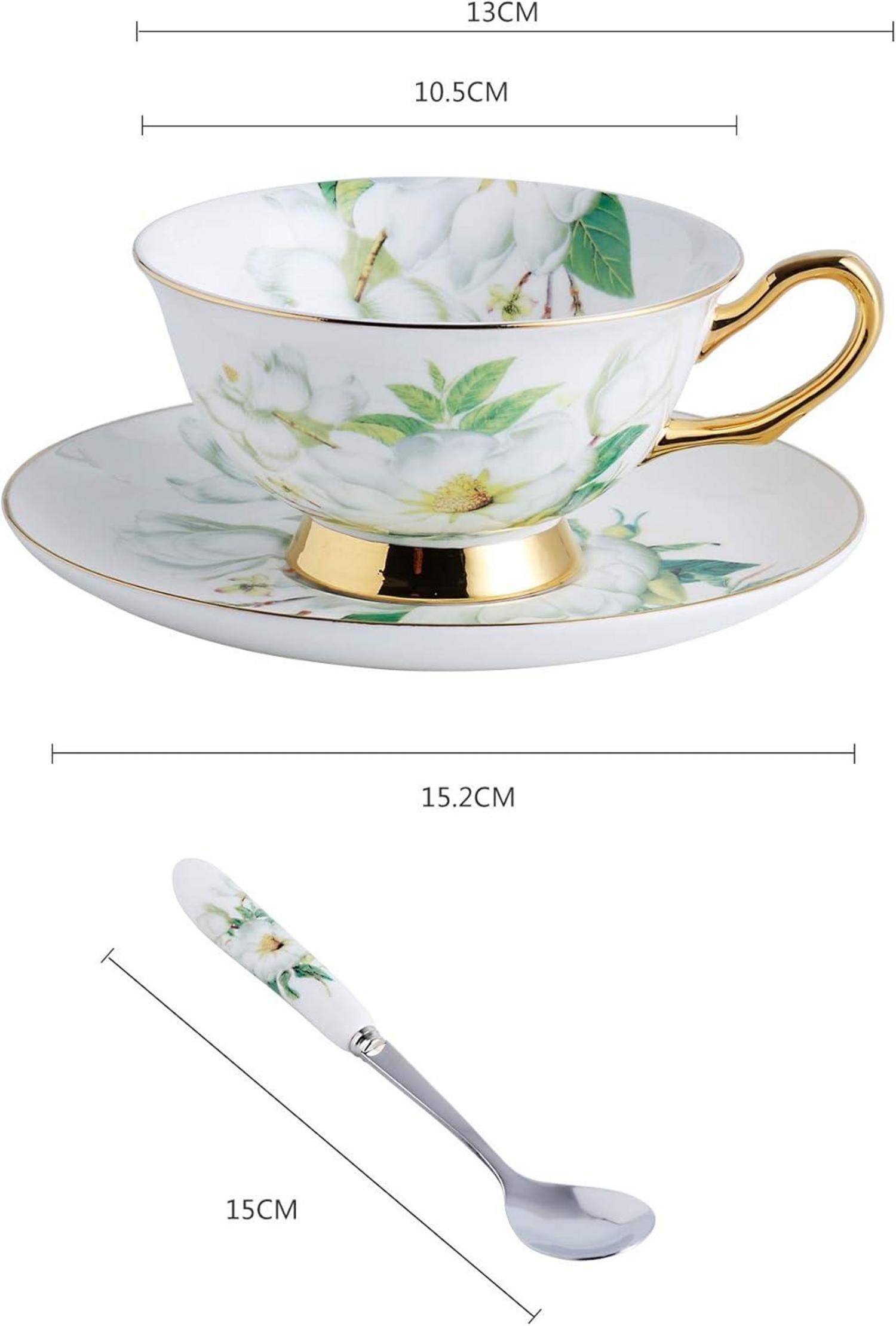 Premium Bone China Kaffeetassen Set Floral Design 200 ml