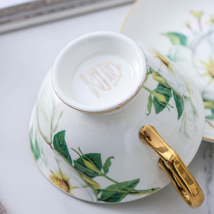 Premium Bone China Kaffeetassen Set Floral Design 200 ml
