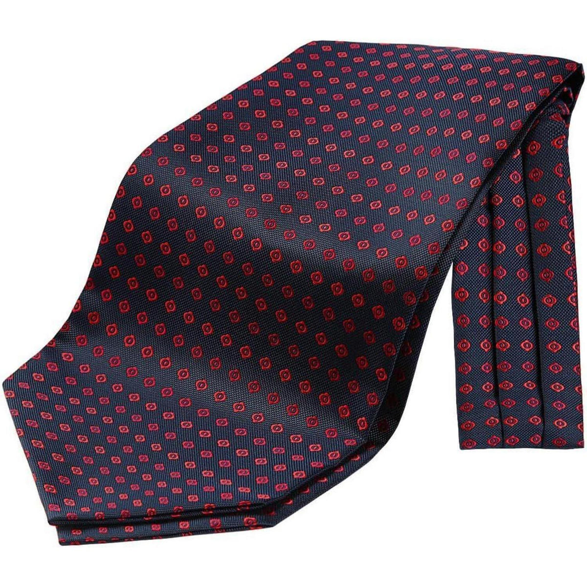 Herren Krawattenschal Paisley mit Einstecktuch Set Marineblau Rot