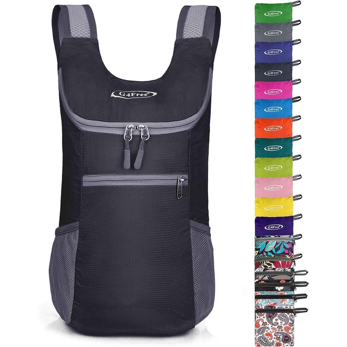 Faltbarer Wanderrucksack 11L ultraleicht für Damen und Herren Schwarz