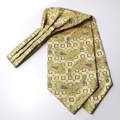 Herren Krawattenschal & Einstecktuch Set Gelbgold Paisley Jacquard