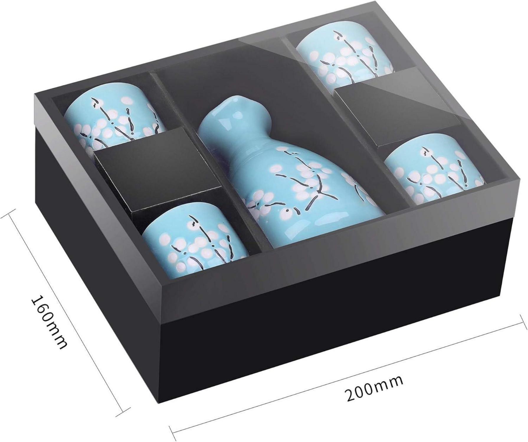 Japanisches Porzellan Sake Set Kirschblüte Blau