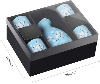 Japanisches Porzellan Sake Set Kirschblüte Blau