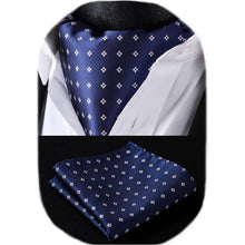 Herren Krawattenschal Paisley mit Einstecktuch Set Blau